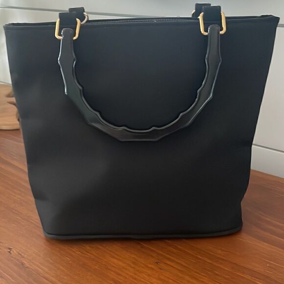 Summer Fun Nylon Bag with Faux Black Bamboo Handles - Picture 5 of 6